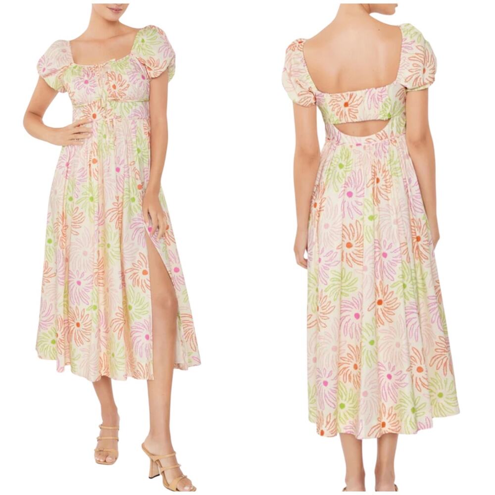 LIKELY Rena Midi Dress Floral White Multi